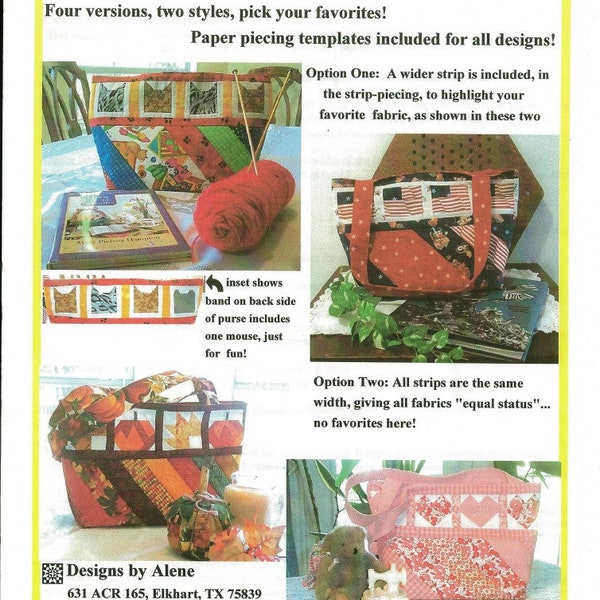 Purses for all Season Pattern, Four Versions, Two Styles, Paper Piecing Templates included