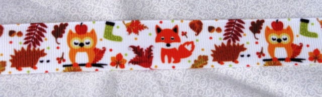 Woodland animal Grosgrain Ribbon, 7/8", Fox, Owl, Appeal, Packaging, Hair Ribbons
