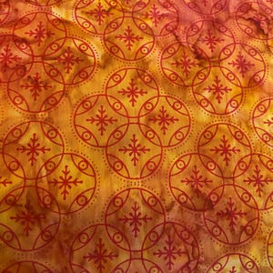 Orange Medallion Cotton Batik Fabric - Saffron Geometric, Timeless Treasure  by the Half yard,Continuous Cuts, Home Decor ,Quilting , sewing