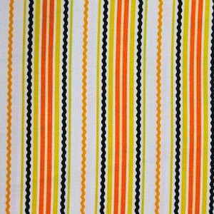 Halloween Stripe Cotton Fabric -White  yellow orange black- Studio E,fabric by the HALF YARD Continuous Cuts, Home Decor ,Quilting , sewing,