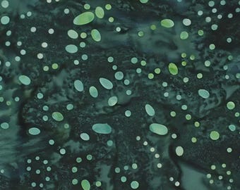 Tissu en coton batik vert moucheté - Komo teint à la main, mètre carré, matelassage