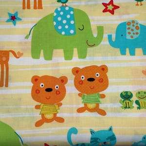 Yellow Animal Baby Cotton Fabric- Yellow Playful fabric,  New Castle , by the HALF YARD -Quilting Sewing Supplies- Nursery decor