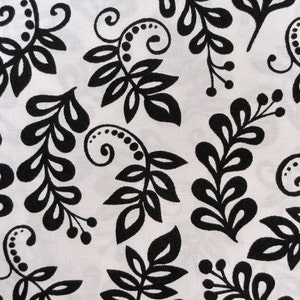 Black and White Floral cotton fabric, Blank Fabric ,by the half yard, Thing a Majigs,Continuous Cuts, Home Decor ,Quilting, sewing supplies