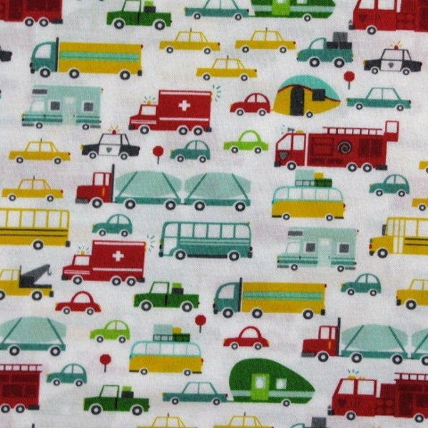 On the Go Cotton-Cars, Bus and Trucks Fabric,   Moda, by the yard, 2072111