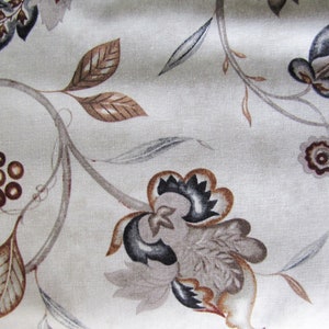 Vintage-Inspired Gray Floral Cotton Fabric - Blank - By the HALF YARD ,Continuous Cuts, Home Decor ,Quilting , sewing, crafting supplies