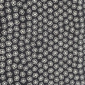 Black and Creamy White tiny floral cotton fabric, by the HALF YARD, Cut 13.5&quot; x 43&quot;  Home Decor ,Quilting , sewing, crafting supplies