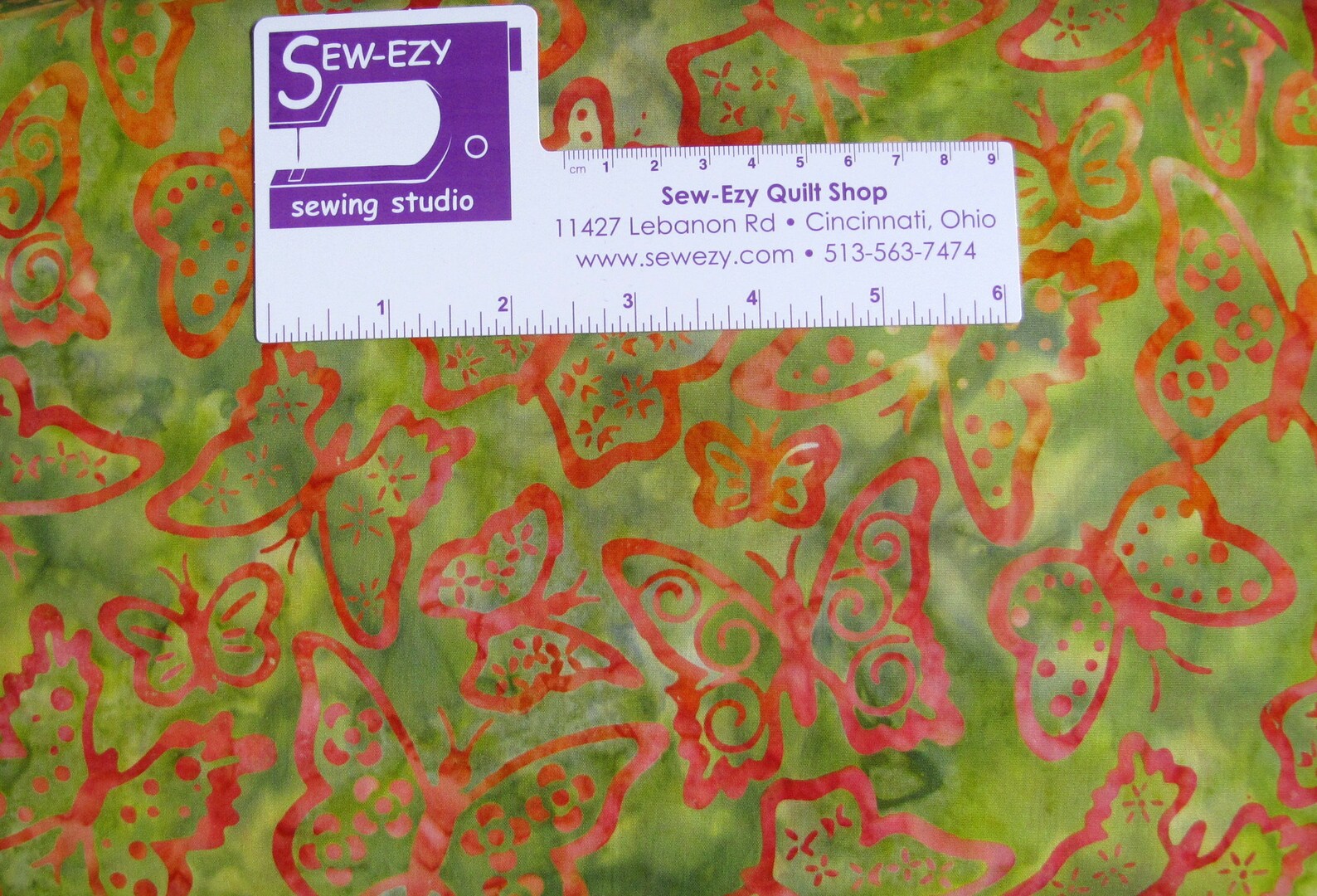 Green Butterfly Batik Cotton Fabric, Daisy's Garden, Robert Kaufman ...