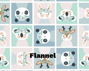 Adorable Animal Print Cotton Flannel - Baby Flannel Fabric by Camelot - Sold by the Yard