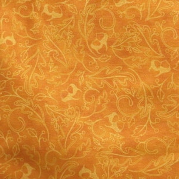 Harvest Fare Orange Fall Leaf fabric , Quilting Treasures, by the yard