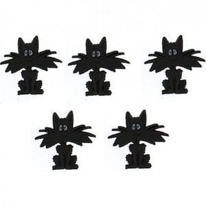 Scaredy Cat Button Pack, Schwarze Katze Knöpfe, Dress it up
