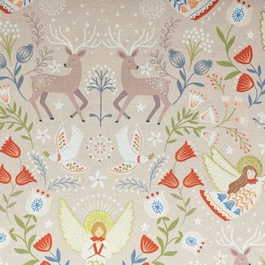 Skandinavischer Engel Nordischer Baumwollstoff, Weihnachten Metallic Engel -Lewis Irene by the Half Yard- -Kontinuierliche Schnitte, Home Decor, Quilten, Nähen,
