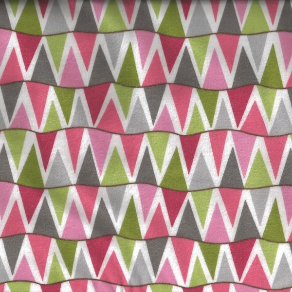 Modern Flannel, Pink and Gray Zig Zag Flannel ,Marcus, by the yard , r38955