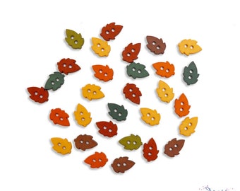 Paquete de botones Tiny Racking Leaves: verde, dorado, marrón, rojo - Vístelo