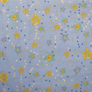 Blue Stars Cotton Fabric, Cuddly Baby, Clothworks, by the HALF YARD,Nursery ,Quilting , sewing, crafting ,Continuous Cuts,