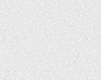 Light Gray Floral Sprigs Cotton Fabric -Designer By the HALF YARD, Continuous Cuts, Home Decor ,Quilting , sewing,