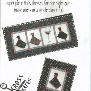 Paper Piecing, Cocktails with Val, Dresses, Cocktail drink, Cross cut pattern, cc17, NEW ,