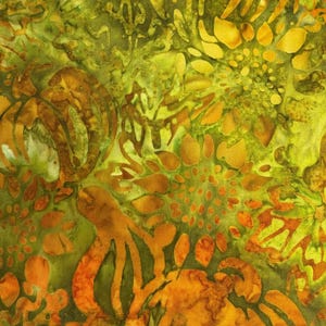 Pumpkin Fall Batik Baumwollstoff, Grün, Gold, Kaufman