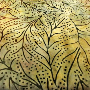 Brown Leaf Batik  Cotton Fabric , Komo, by the Half Yard, Continuous Cuts, Home Decor ,Quilting , sewing,