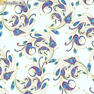 Purple Paisley Floral Cotton Fabric, Spin It Light , Benartex, by the HALF YARD ,Home Decor ,Quilting , sewing, crafting Continuous Cuts