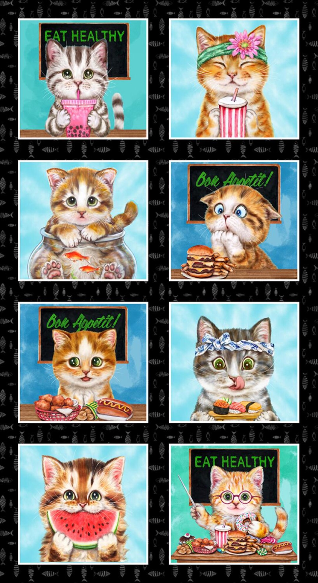 Cute Cat Fabric Panel, Instagram Famous Silly Cats , 100% Cotton, Sure ...