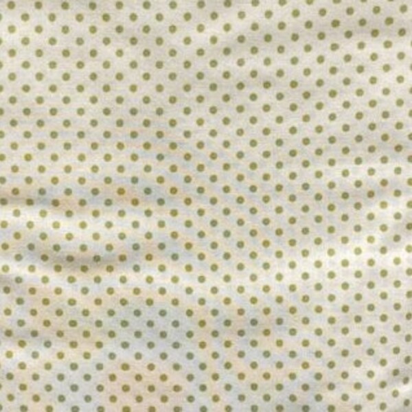 Cream with Green dots fabric , Odds and Ends, Moda by the yard