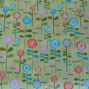 Green Floral Cotton Fabric, Riley Blake, Happier, by the HALF YARD ,Continuous Cuts, Home Decor ,Quilting , sewing, crafting supplies