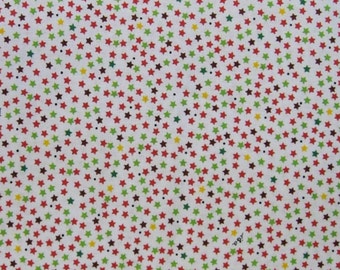 White Stars in red and green fabric, QT, by the yard