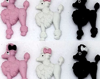 Poodles Dog Sewing Button Pack, Poodle, Dress it up-Embellishment- Junk journal- Sewing- Scrap booking