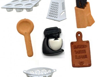 The Master Chef Button Pack,  Dress it up-Embellishment- Scrap booking- Sewing- Junk journals, sewing, wood craft, embroidery,