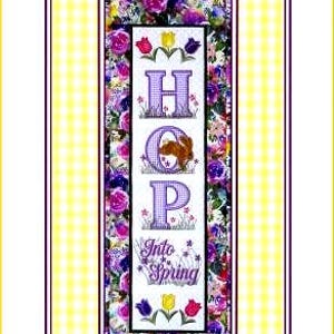 HOP Into Spring Wall Hanging in the Hoop ,  by Janine Babich Designs, machine embroidery
