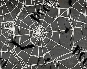 Tissu en coton toile d'araignée noire, thème d'Halloween effrayant, courtepointe, couture, décoration d'intérieur
