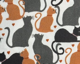 Katoenstof silhouet kat, grijsbruin, stof A/S, quilten naaien, op maat gesneden