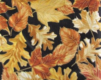 End of Bolt- Autumn Leaves Fabric ,Brown and Gold, Timeless Treasure- 16" x 43"