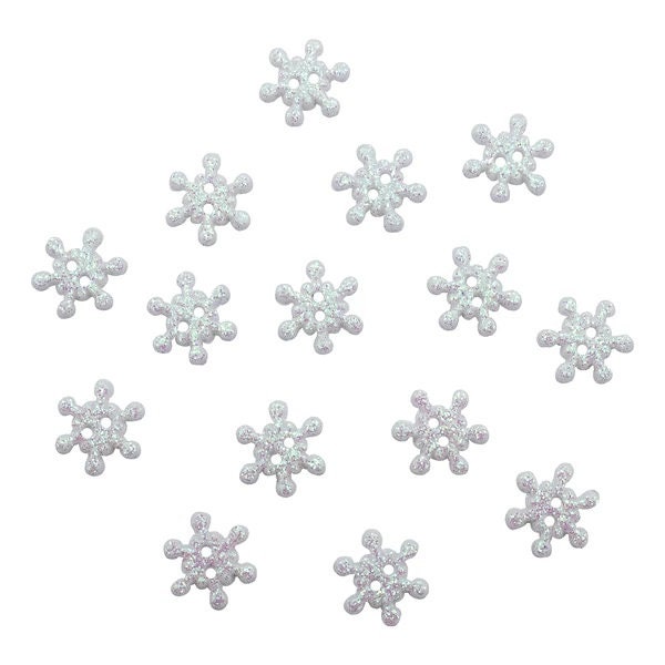 Winter Shimmer Small buttons, Silver glitter covered snowflake Snowflake