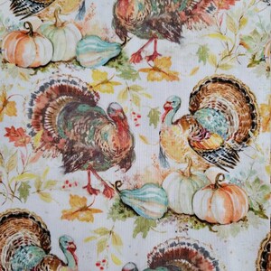 Turkeys and Pumpkins Cotton Fabric - Autumn Harvest, Thanksgiving ...