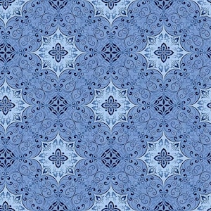 Blue Medallion Cotton Fabric, American Pride,By the HALF YARD , Geoff Allen for Studio E Fabrics -  Quilting Fabric, Sewing , Crafting,