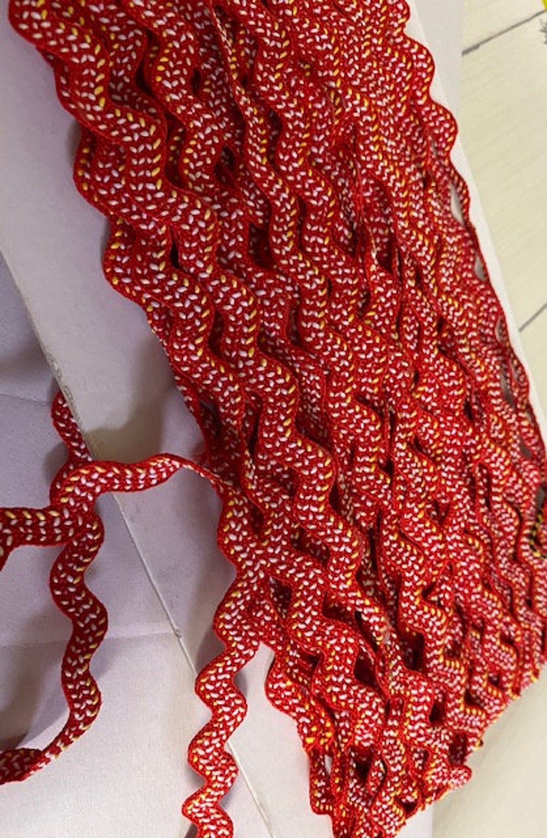 Red Ric Rac Trim 17mm almost 5/8 , Designer , Embossed, by the Yard Etsy