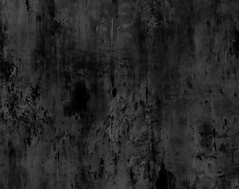 Black Watercolor Cotton Fabric, Vintage Texture, Home Decor Quilting, By Half Yard