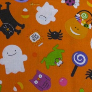 Ghosts and Cats Cotton Fabric,Playful motifs for Halloween ,Trick or Treat , by the HALF YARD , Home Decor ,Quilting , sewing,