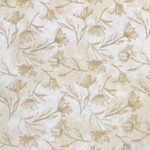 Tessuto di cotone floreale con margherite color crema - RJR, al MEZZO YARD, tagli continui, arredamento per la casa, trapuntatura, cucito, artigianato