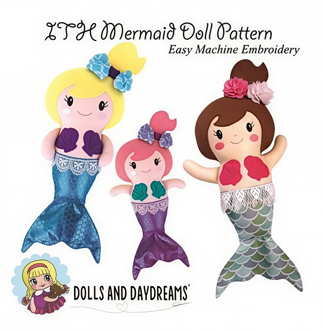 Merb Puppet Mermaid Doll Plus Mercat & Merpup Pet Pattern,machine Embroidery Made ...