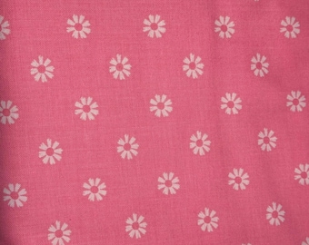 Pink Daisy Floral Cotton Fabric – Quilting, Home Decor, Sewing ( by half yard)