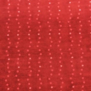 Czerwona bawełniana tkanina, wzór kropek i linii, na pół jarda