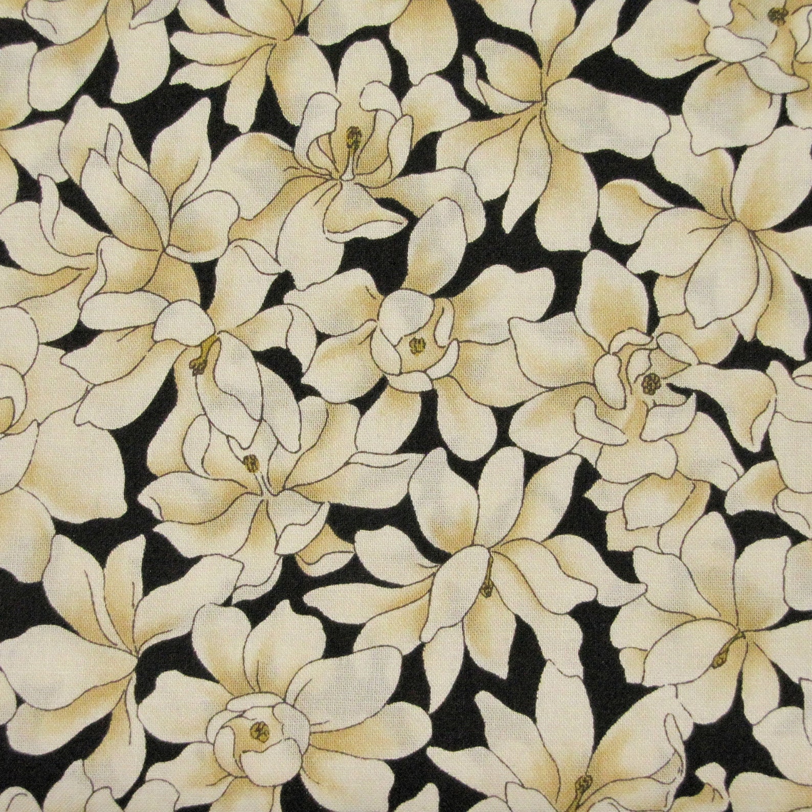 Black Floral Cotton Fabric P&B by the Yard - Etsy