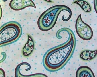 Paisley Blue Cotton Fabric, QT, Groove on, by the yard