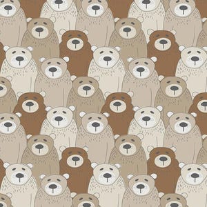 Tela de algodón con diseño de osos apilados en el bosque, Into The Woodlands, por media yarda, Wilmington, costura para acolchado, decoración del hogar, cortes continuos.