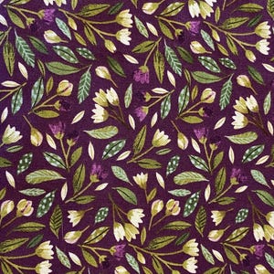 Katoenen stof met paarse bloemen, Avalon by Northcott, op halve meter gesneden - kleine bloemen, doorlopende sneden, woondecoratie, quilten, naaien,
