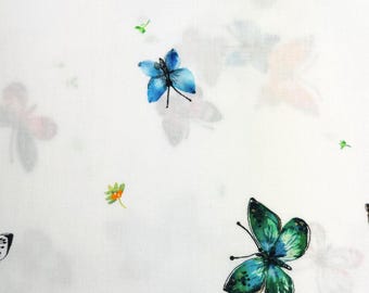 Tela de algodón con estampado de mariposas, Kaufman Fabrics, por medio metro.