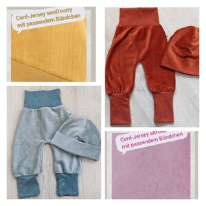 Pants corduroy pants baby children&#39;s pump pants/growing pants with hat size 50-116 color selectable old pink mint mustard