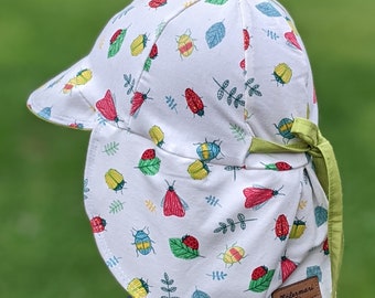 Cappello per neonati, cappello da sole, design coccinella con protezione per il collo, berretto, berretto con visiera, cappello per bambini e ragazzi, taglia 37-56 cm, cappello estivo